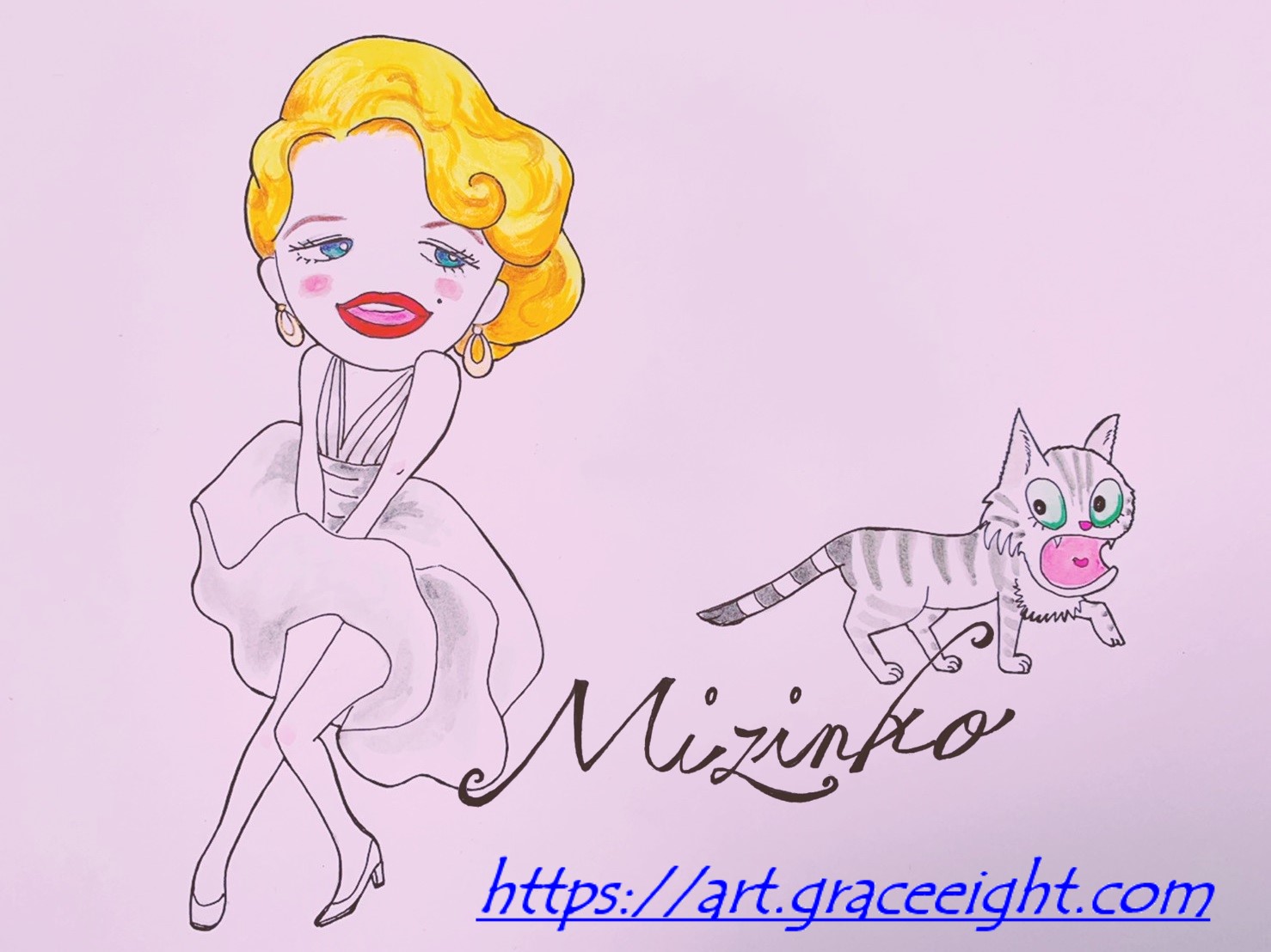 Miジンコさんの手描きイラスト もしかしてマリリン By猫 デザインとアート