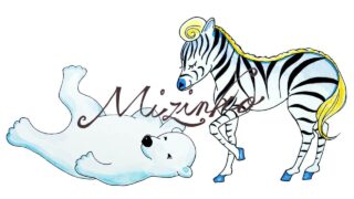 動物のイラスト お洒落なシマウマとお茶目なシロクマさん デザインとアート