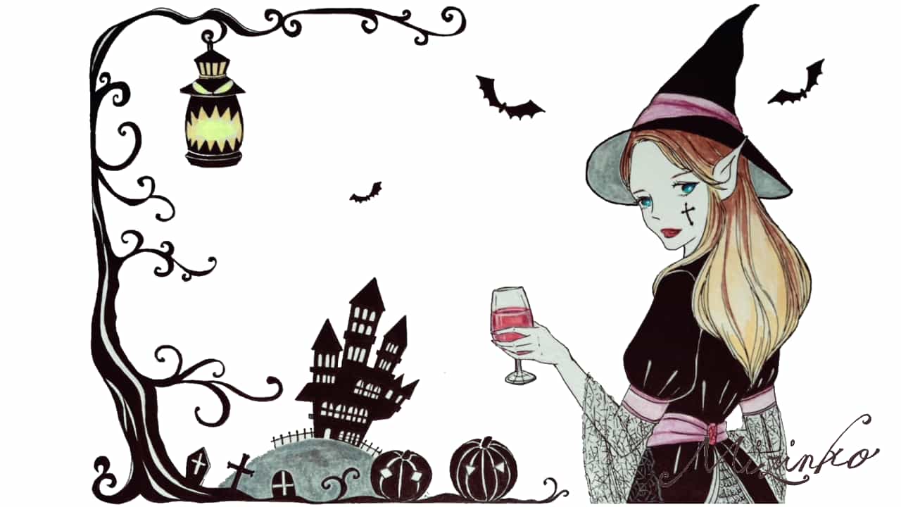 Miジンコさんの手書きイラスト！不思議な魅力にあふれる「ハロウィンの魔女」