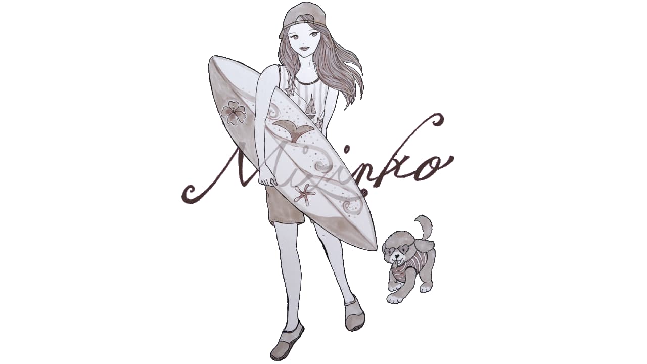 【見てるだけで夏気分】Miジンコさんの愛犬イラスト「ビーチへ行こう！」