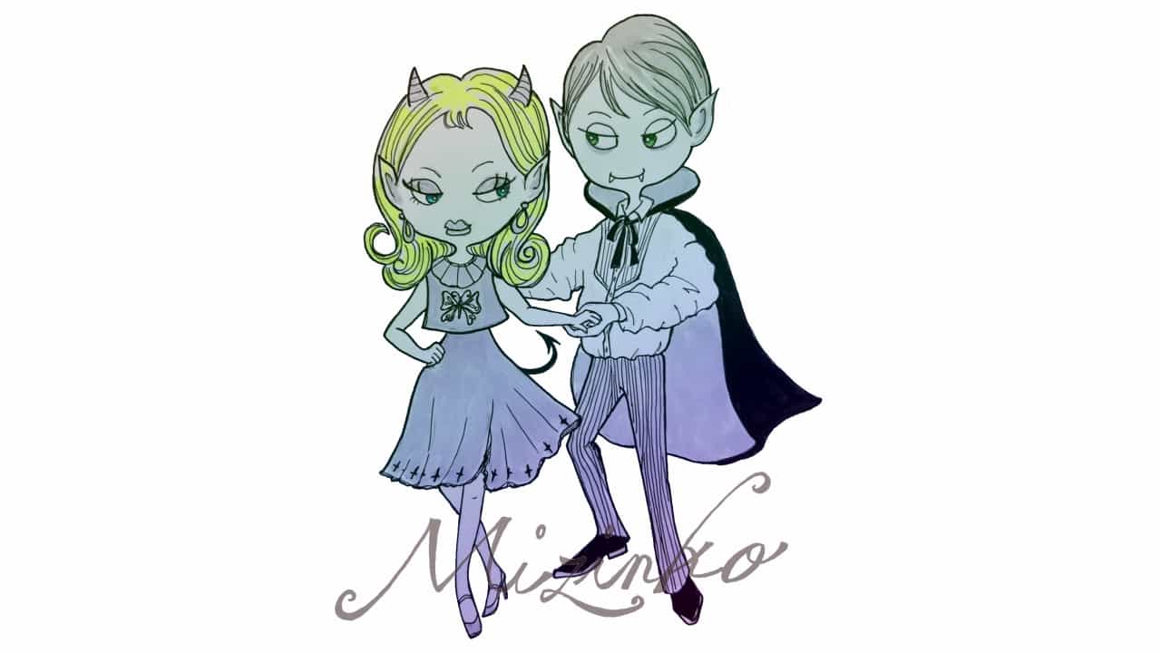「真夜中のモンスター」ハロウィン気分を楽しむ手描きイラスト
