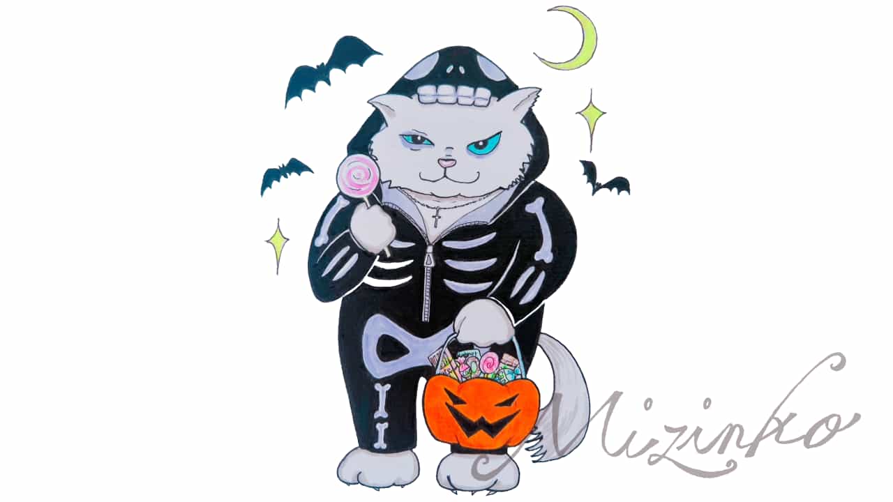 Miジンコさんの手書きイラスト「ハロウィンは仮装で楽しむ」