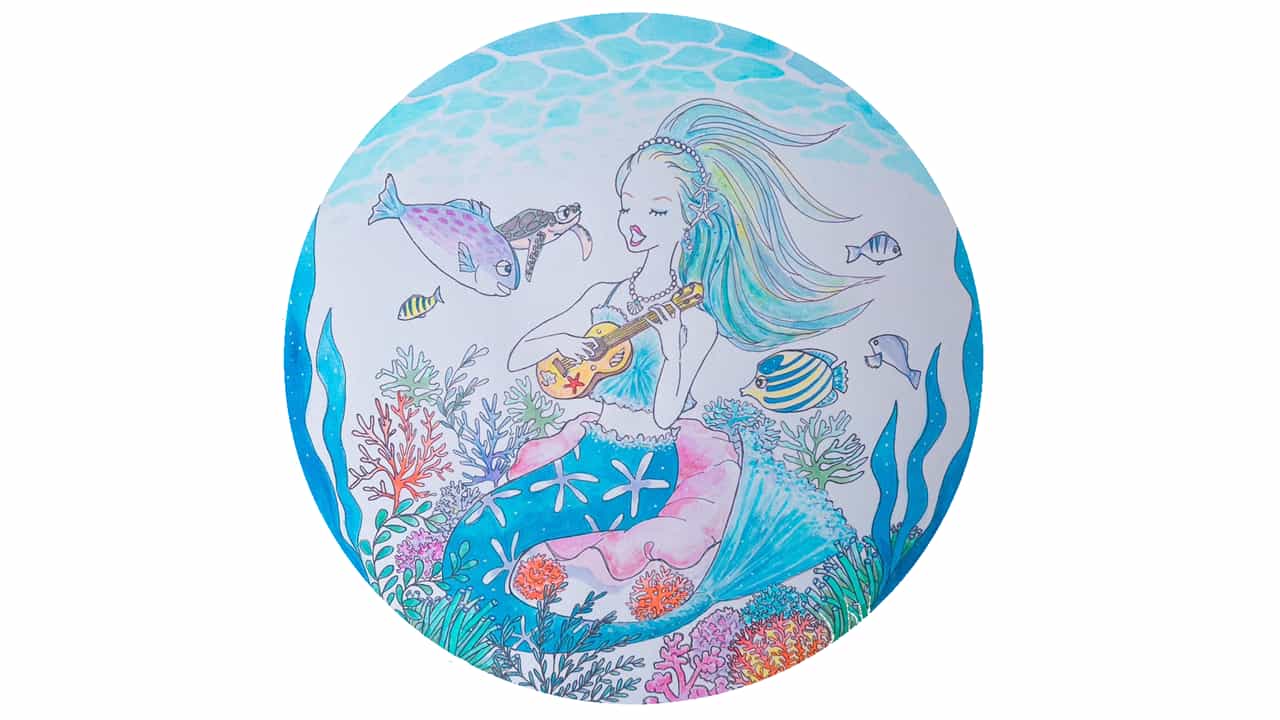 【手書きイラスト】美しい海に住む人魚